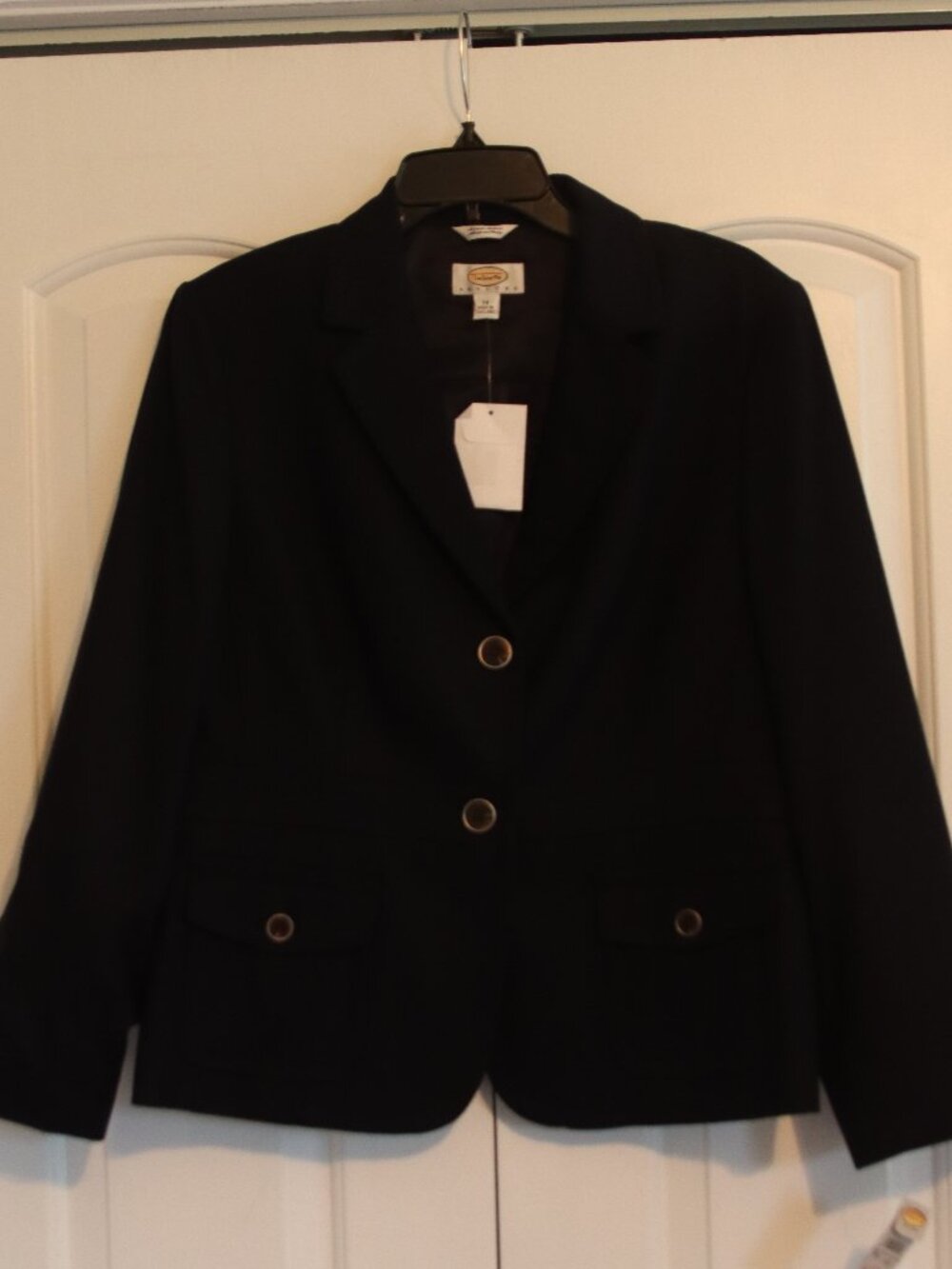 Talbots Petite Classic Italian Stretch Wool Career Blazer Navy Size 14 New